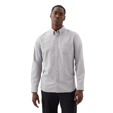 Imagem de GAP Camisa masculina Oxford de manga comprida com botões, Storm Cloud, M