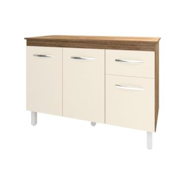 Imagem de Mobília Decor, Balcão Gabinete Para Pia 118 cm Cozinha Aline Savana Off White com Tampo Tampão 120 cm Savana