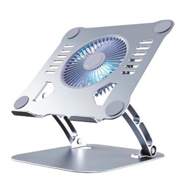 Imagem de Suporte para Notebook com Cooler Ajustável Base Apoio de Alumínio para Tablet e Laptop Gamer até 17 polegadas com Ventilador Ventoinha Resistente Metal Estável Articulado Dobrável Portátil