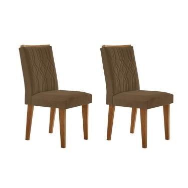 Imagem de Cadeira Sala de Jantar Alegra Madeira Kit 2 Un Imbuia - Veludo Capuccino - Rufato