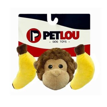 Imagem de Pet Lou EZ Squeaky Squeaky Ball pacote triplo, macaco e banana, 10 cm de comprimento, marrom e amarelo, pelúcia, brinquedos e suprimentos para animais de estimação