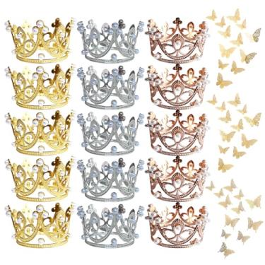 Imagem de 51Pcs Mini Crown Cupcake Topper Mini Baby Gem Pearl Crown Tiara Cake Topper for Women Lady Girl Birthday Bridal Wedding Royal Themed Party Decorations,Flower Bouquet Accessories