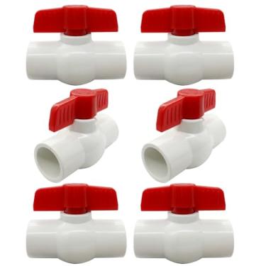 Imagem de BesNPT Válvula esférica de PVC de 3/10.2 cm soquete deslizante válvula de fechamento de tubo de água com alça em T vermelha (pacote com 6)