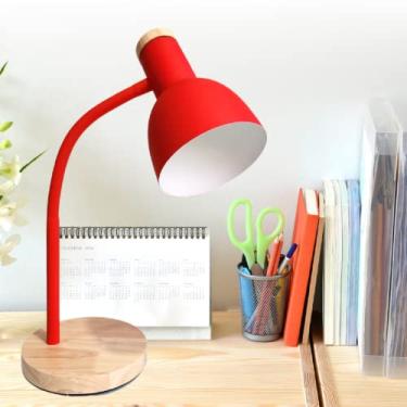 Imagem de Luminária Mesa Abajur 50cm Articulada Flexível + Lâmpada LED PT-03 Cor: Vermelho