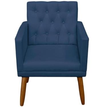 Imagem de 1 Poltrona para Recepção Decorativa confortável tecido veludo confortável pés de madeira reforçado MOBLAN decor (AZUL)