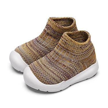 Imagem de Engtoy Sapatos de bebê meninos meninas meias respiráveis sapatos infantis sapatos de primeira caminhada sapatos antiderrapantes com sola de borracha macia Toddle tênis, Mistura de mostarda, 9-12 Meses
