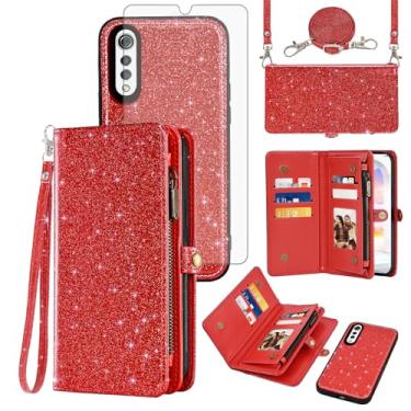 Imagem de Asuwish Capa de telefone para LG Velvet 5G/LGVelvet Verizon G5 UW T-Mobile 2020 capa de celular carteira com zíper com protetor de tela de vidro temperado alça flip porta-cartão slot LM G900UM 4G