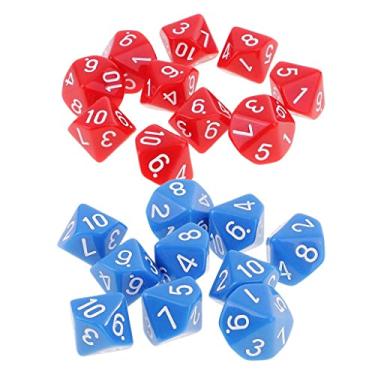 Imagem de oshhni Conjunto de 20 Dados D10 para Jogos de Dungeons And Dragons, Vermelho Azul