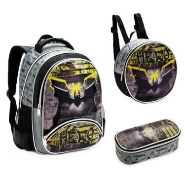 Imagem de Kit Mochila Costas Denlex Infantil Morcego Lancheira Estojo