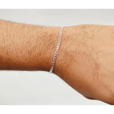 Imagem de Pulseira Grumet 3mm Italiana 20cm Masculina De Prata 925 Maciça - DR J