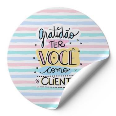 Imagem de 120 Etiquetas Adesivas Redondas Gratidão Ter Você Como Cliente Impress