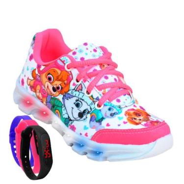 Imagem de Tenis Feminino De Led Infantil  Patrulha Canina Meninas Casual + Relog