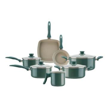 Imagem de Jogo de Panelas Antiaderente Ceramic Life Easy 7 Peças Verde Jade - Br