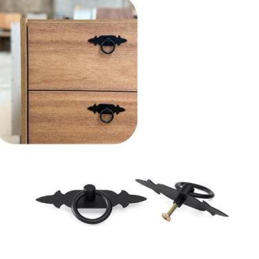 Imagem de Puxador Rustico Preto Moveis Puxador colonial losango Puxador antigo 4