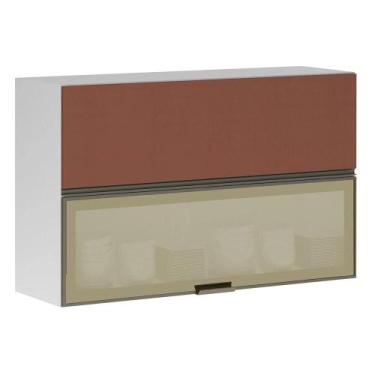 Imagem de Armário Basculante Misto Perola 120 cm 2 Portas Alumínio e com Vidro R