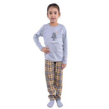 Imagem de Pijama de inverno Coleção Família filha menina Victory, 08, Cinza