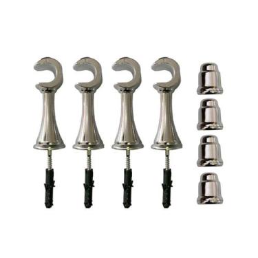 Imagem de Kit 4 Suporte P/ Varão Cortina Com Ponteira 19mm Cromado - Moreti