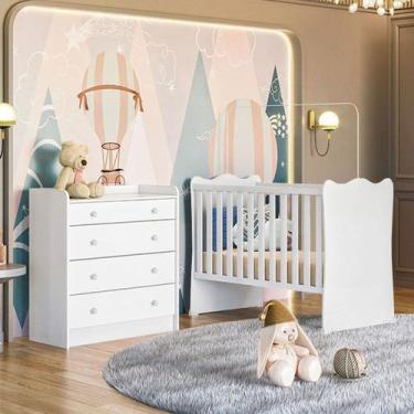 Imagem de Quarto Infantil Completo Ana 4 Gavetas Branco - Pnr Móveis, Branco, Mo