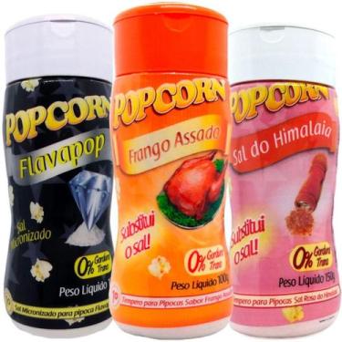 Imagem de Combo 3 Temperos Pipoca Popcorn Sabores Frango Assado, Sal - Flavored 
