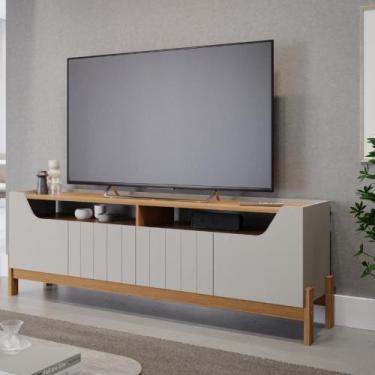 Imagem de Rack para TV Até 70 Polegadas 4 Portas Moema Permobili, Off White/Natu