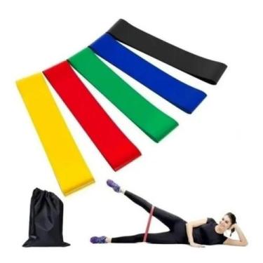 Imagem de Kit 5 Faixas Elásticas 100% Fitness Com 5 Níveis Fisioterapia - inport