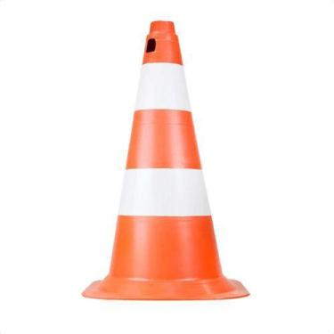 Imagem de Cone Sinalização Laranja E Branco 50cm Plastcor - Plastcor , Branco