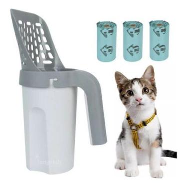 Imagem de Pá Coletora Com Dispenser Areia Gato Pet Com Saco Cata Caca - H2, Bran