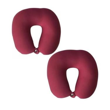 Imagem de Kit 2 Almofadas De Pescoço Macia Micro Pérolas Isopor Viagem - Yin's, 