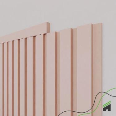 Imagem de Painel Ripado Cabeceira Quarto Cama Casal - Play Rosa - Meu Rodapé