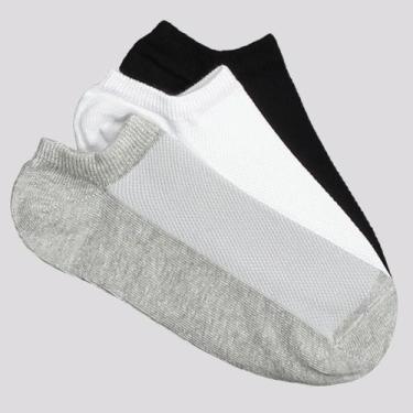 Imagem de Kit Meia Selene 3 Pares Sapatilha Feminino Branca Cinza e Preta, 34-39