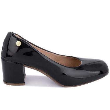 Imagem de Sapato Scarpin Feminino Salto Grosso Bico Quadrado Verniz - Lizeshoes,