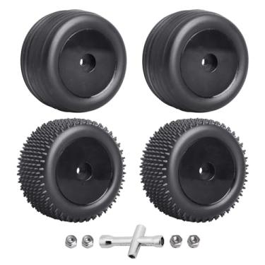 Imagem de FriHobby 8mm Hex Wheels and Tires Rear Step Pin Tires Pre-Mounted for Losi Mini-T 2.0 WLtoys A959-B 1/18 Brushless Truck Buggy (Black Wheels)