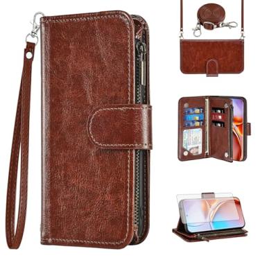 Imagem de Asuwish Capa de celular para Motorola Edge+ Plus 2023/Edge 40 Pro 5G/Moto X40 Capa de celular carteira com protetor de tela alça transversal flip zíper suporte para cartão de crédito TPU slot X +