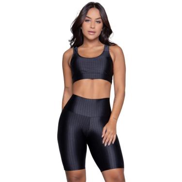 Imagem de Conjunto Top e Bermuda New Zig 3D Bella Fiore Bojo Compressão Academia Treino Moda Fitness-Feminino