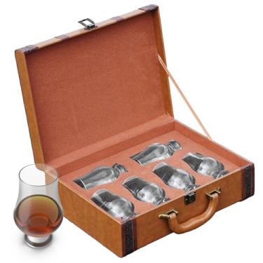 Imagem de Caixa de armazenamento para copo de uísque Glencairn, 6 suportes de copos de uísque para organizador, estrutura resistente para evitar batidas, armazenamento de uísque, estojo de couro sintético O