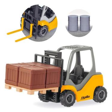 Imagem de Empilhadeira Agille Working C/ Acessórios - Usual Brinquedos, Amarelo