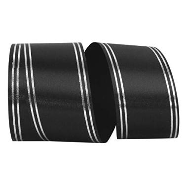 Imagem de Reliant Ribbon Fita de listras quádruplas, 5 x 50 jardas, preto/prata