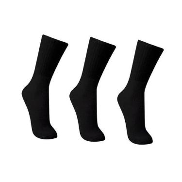 Imagem de Meia Kit 3 Pares Unissex Cano Longo Algodão Trifil T06313, Preto, UN