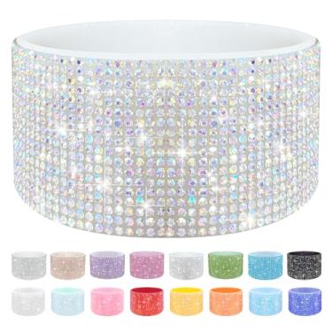 Imagem de WORBSS Bota de silicone com glitter diamante para copo Stanley Cup 1,134 g e simples moderno 850.5-1,134 g Trek Tumbler acessórios para garrafas de água com base cilíndrica trapezoidal de 7 a 7,4 cm