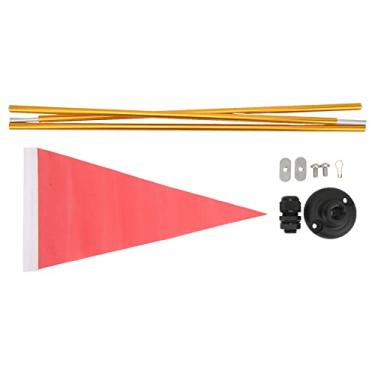 Imagem de Lybunair Kit de bandeira de canoa de alumínio, mastro de alumínio e bandeira de nylon brilhante para maior visibilidade e segurança do barco