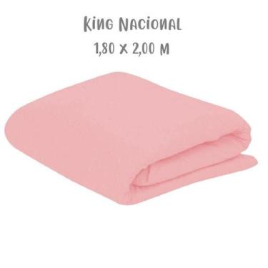 Imagem de Lençol de Elástico Avulso King Nacional 1,80 x 2,00m Rosa Arrumadinho 