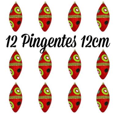 Imagem de 12 Bolas e Pingentes Natal Altíssima Qualidade Ouro Vermelho - Fitas e