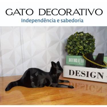 Imagem de Estatueta Gato Sentado deitado Geométrico Decoração ( Low Poly ) Estát