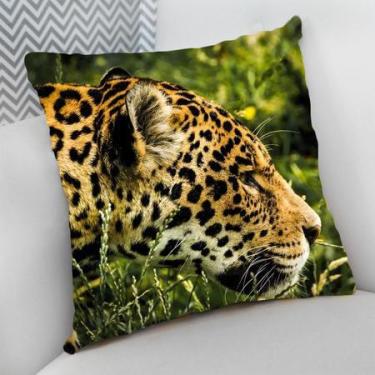 Imagem de Almofada Decorativa Cheia c/ Zíper 25x25cm, Onça Pintada - Deluzz