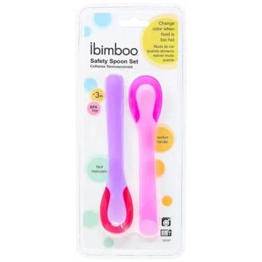 Imagem de Kit Com 02 Colheres Infantil Termosensível Rosa e Roxo - Ibimboo
