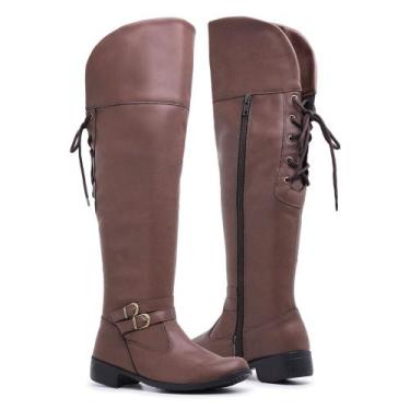 Imagem de Bota Feminina Montaria Mississipi Over The Knee Cano Longo  Macia e Co