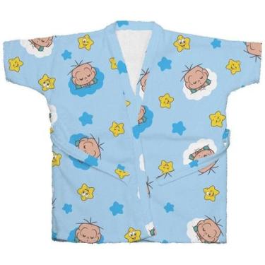 Imagem de Roupão de banho bebê turma da mônica baby algodão incomfral, Azul ref,