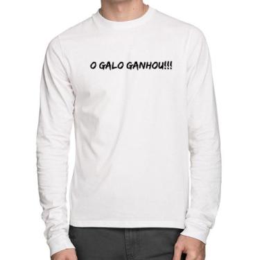 Imagem de Camiseta Algodão O GALO GANHOU!!! Manga Longa - Foca na Moda, Branco, 