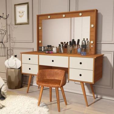 Imagem de Penteadeira Camarim Bancada Maquiagem Banqueta material sintético Core