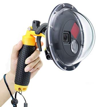 Imagem de GEPULY Lente Dome Port para GoPro Hero 5 6 7 Hero (2018), Porta Dome com caixa à prova d'água, gatilho, aderência flutuante, filtro vermelho alternável integrado e 10 filtros macro